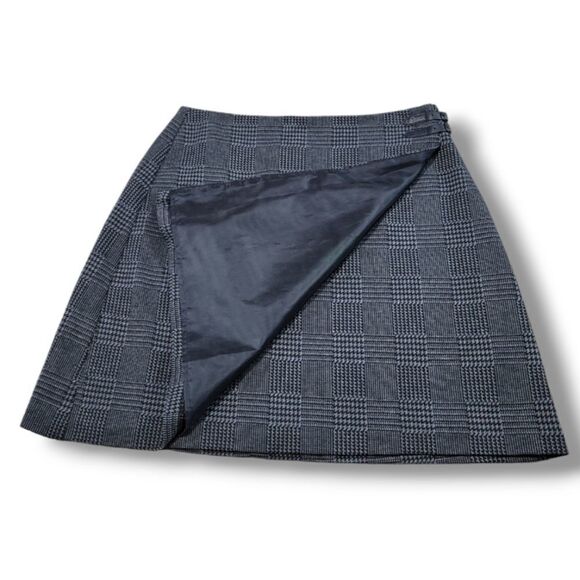 Vince Camuto Skirt Size 4 A-Line Skirt Faux Wrap Checkered Houndstooth Pattern - Picture 3 of 7